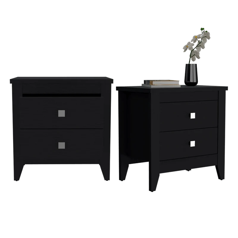 Set de 2 Mesas de Noche Dalot, Wengue, con Cajones y Diseño Moderno ZF