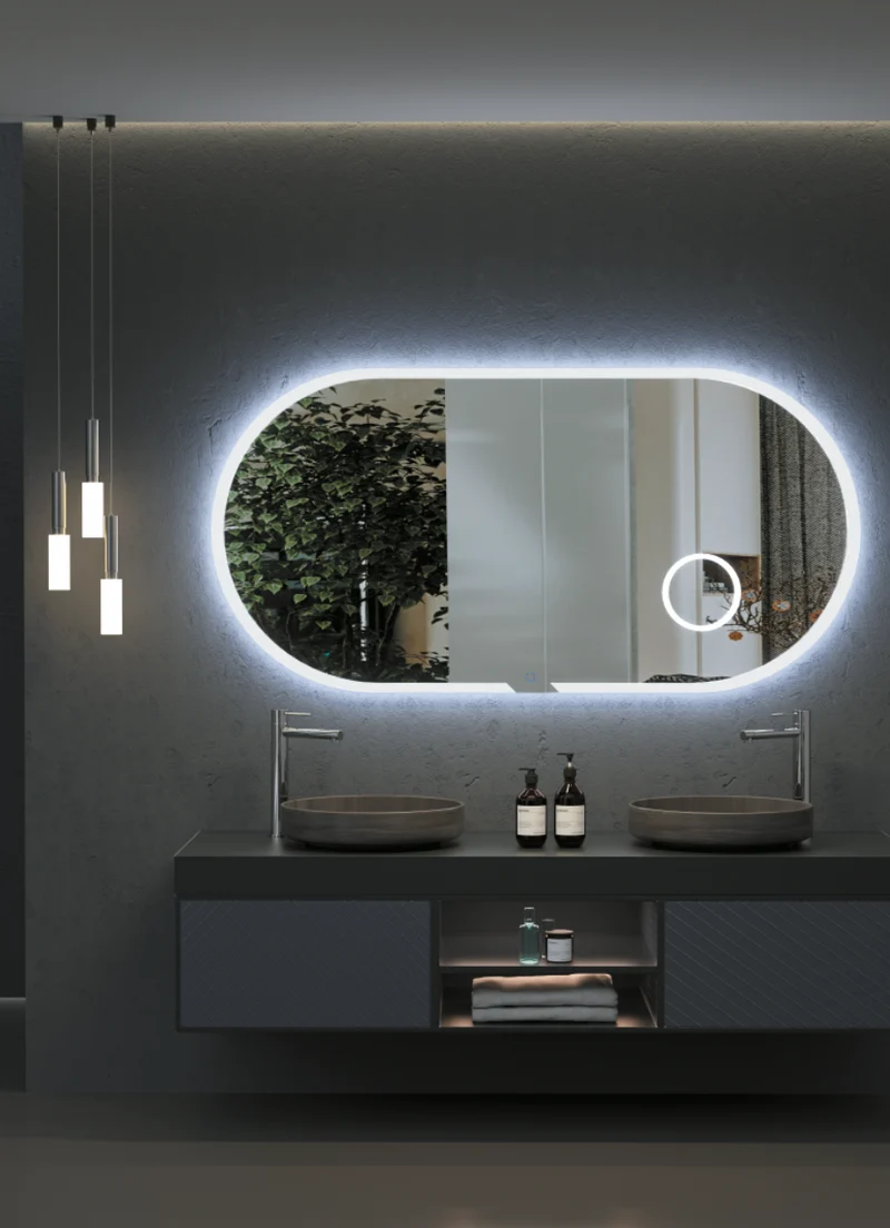 Espejo Baño Elíptico LED Marco Iluminado Indiana - Ledimex | Espejo Aumento x3
