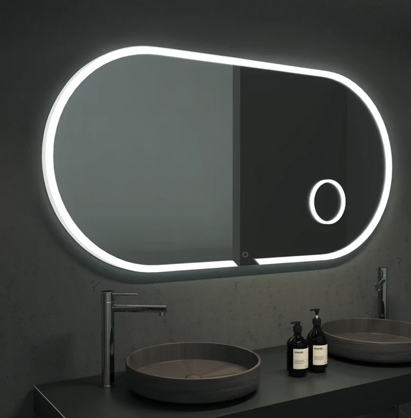 Espejo Baño Elíptico LED Marco Iluminado Indiana - Ledimex | Espejo Aumento x3