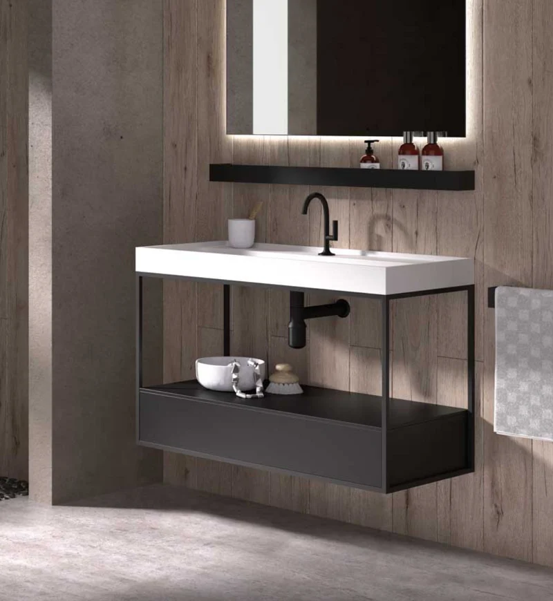 Encimera Tribeca Faldón con Lavabo Integrado - Stoneacril® - Maderó Atelier