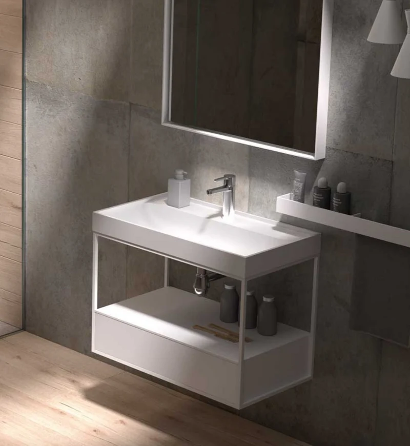 Encimera Tribeca Faldón con Lavabo Integrado - Stoneacril® - Maderó Atelier