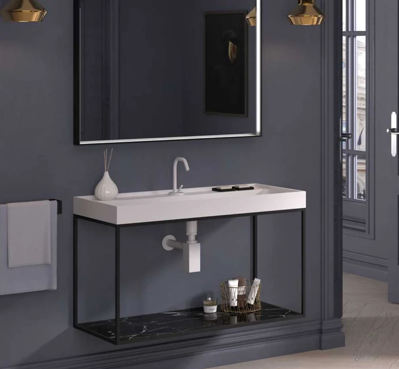 Encimera Tribeca Faldón con Lavabo Integrado - Stoneacril® - Maderó Atelier
