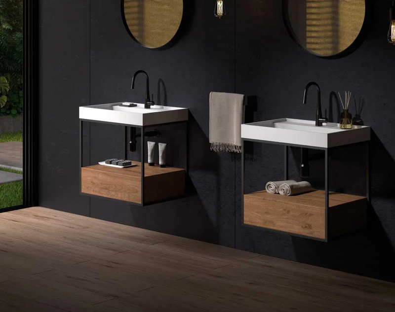 Encimera Tribeca Faldón con Lavabo Integrado - Stoneacril® - Maderó Atelier