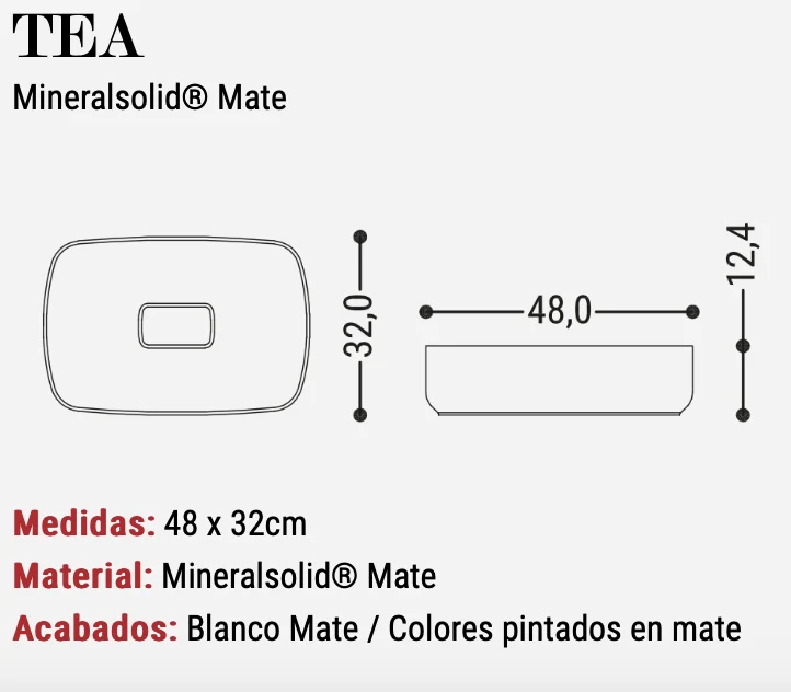 Lavabo Sobreencimera Tea - Mineralsolid® Blanco Mate - Maderó Atelier