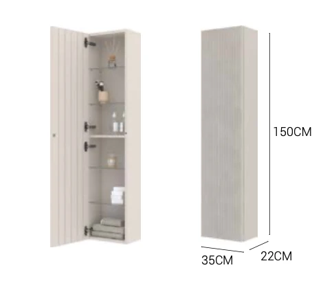 Columna de Baño Suspendida Kimono Puerta Rayada 150cm - Maderó Atelier