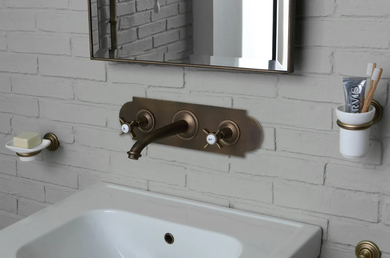 Grifería Lavabo Empotrada en Placa RL1016M Vintage 3 Orificios | Balneo Toscia