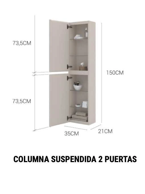 Columna Suspendida 2 Puertas Leo 150cm - Maderó Atelier Estilo Moderno