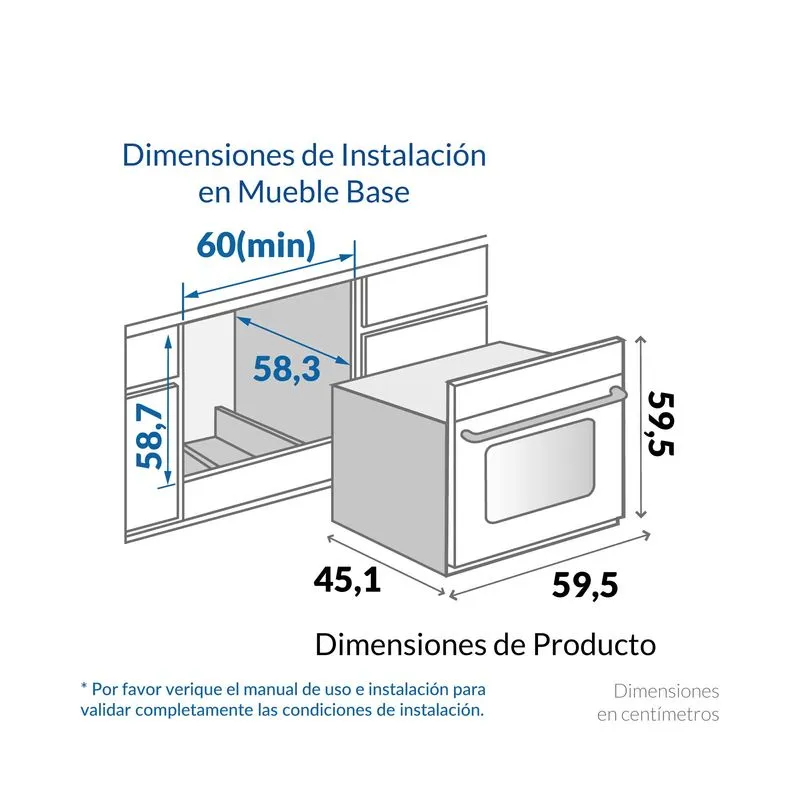 Horno Empotrar Eléctrico Inox 60cm 52lts 120V Challenger He2652
