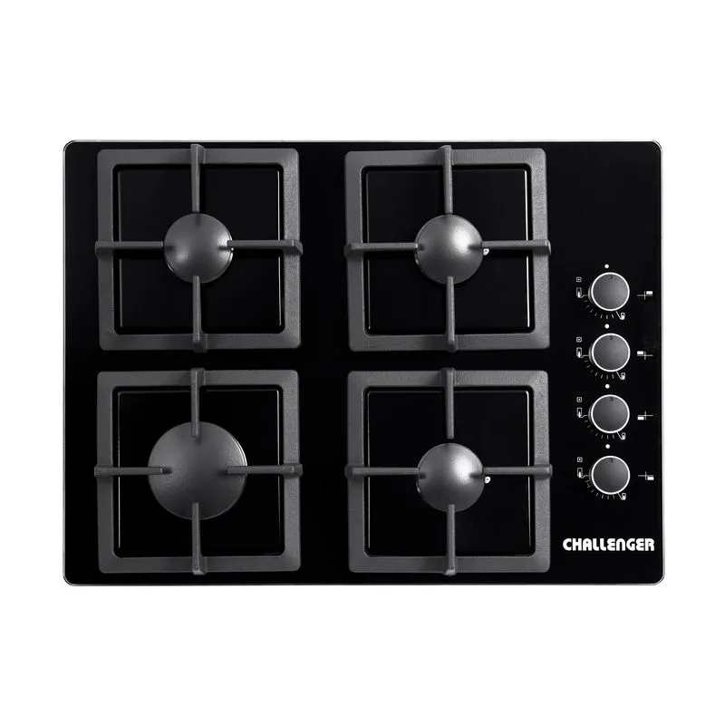Estufa Empotrar Vidrio Negro 4 Puestos 60cm Gas Natural Challenger Sq6759