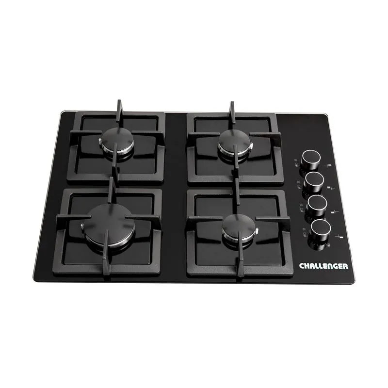Estufa Empotrar Vidrio Negro 4 Puestos 60cm Gas Natural Challenger Sq6759