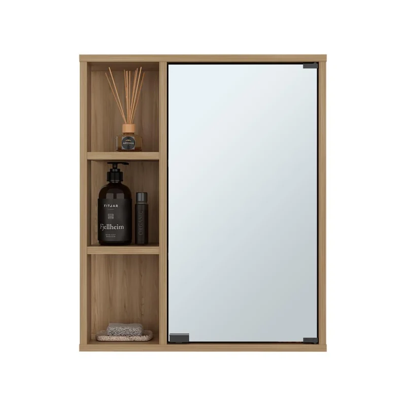 Gabinete de Baño Berkel, Fresno Europeo, con Especio para Guardar Objetos de Aseo Personal