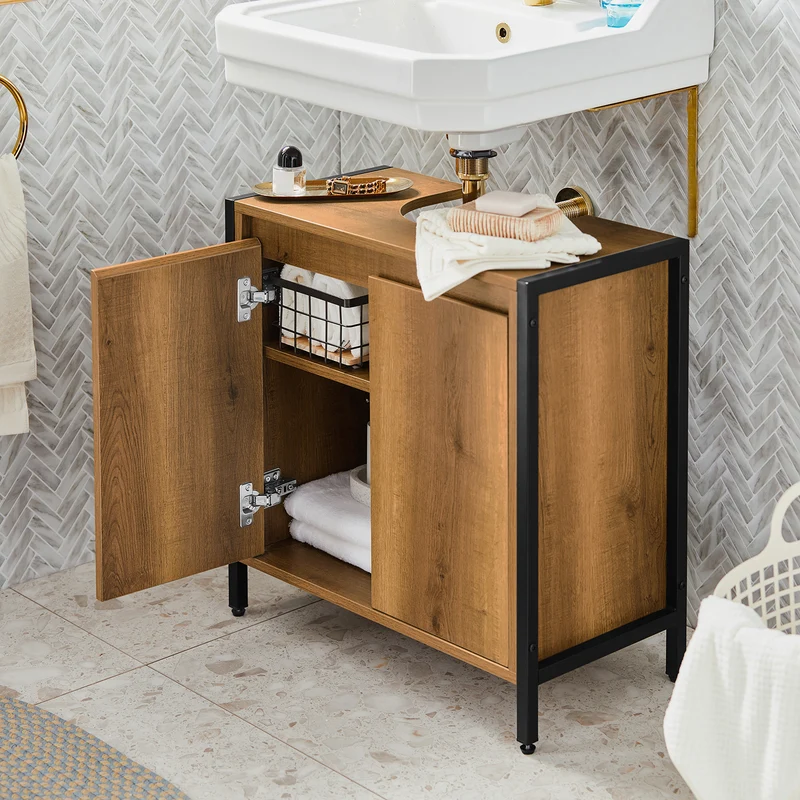 SoBuy BZR63-PF Mueble para debajo del Lavabo 1 Estante y 2 Puertas Vintage