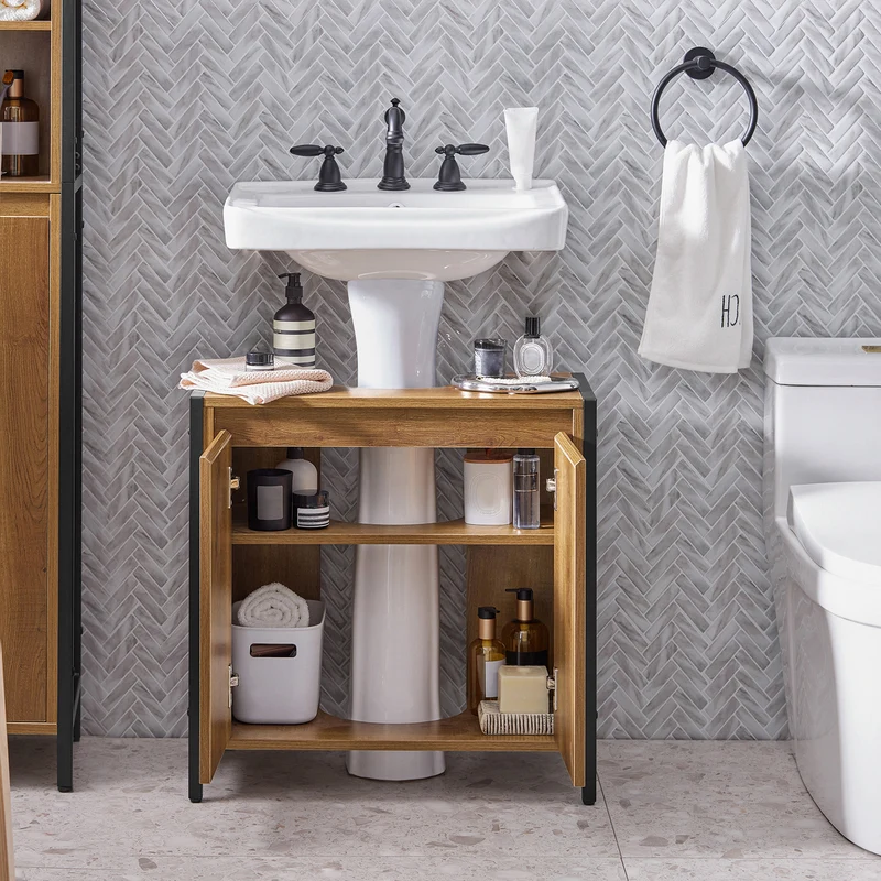 SoBuy BZR63-II-PF Armario para debajo del Lavabo 1 Estante y 2 Puertas