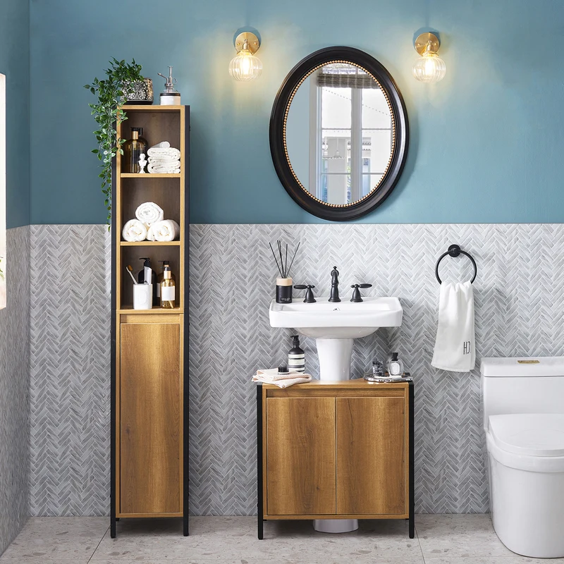 SoBuy BZR63-II-PF Armario para debajo del Lavabo 1 Estante y 2 Puertas