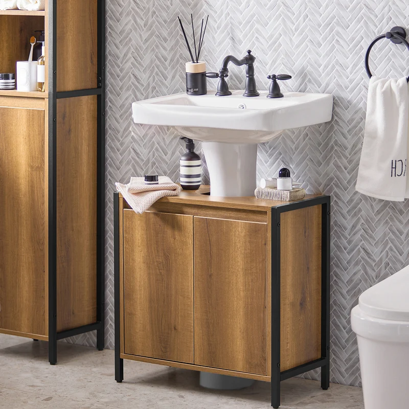 SoBuy BZR63-II-PF Armario para debajo del Lavabo 1 Estante y 2 Puertas