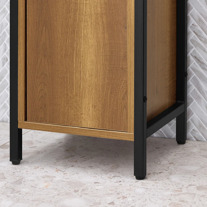 SoBuy BZR62-PF Armario alto de Baño 3 compartimentos abiertos y 1 puerta diseño vintage