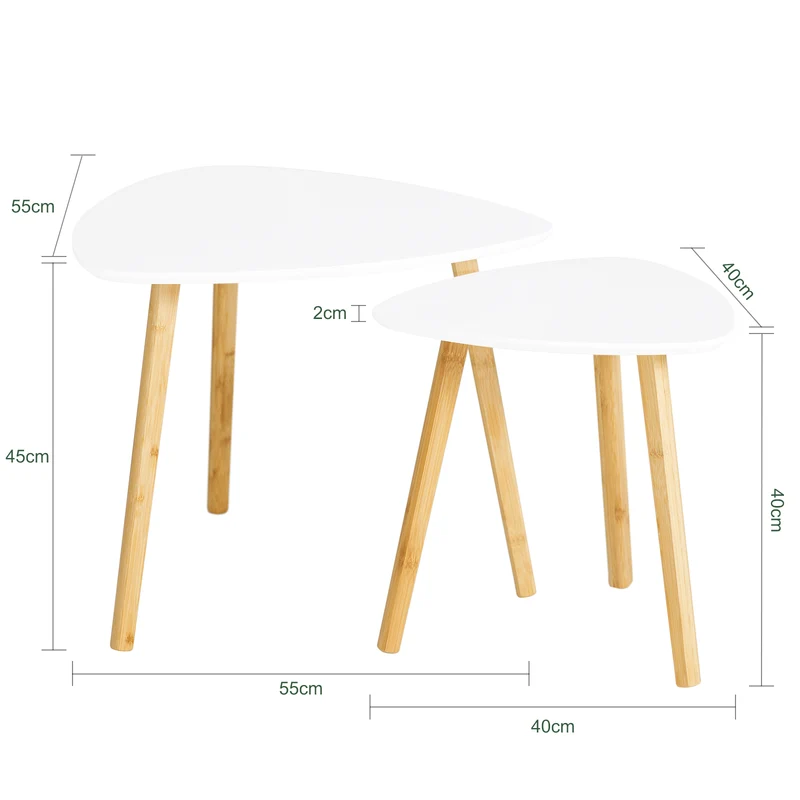SoBuy FBT74-W Set de Mesitas de café x 2 Blanco
