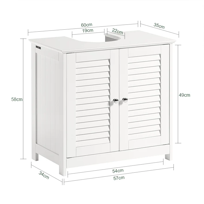 SoBuy FRG237-II-W Armario para Debajo del Lavabo 2 Estante y 2 Puertas Blanco