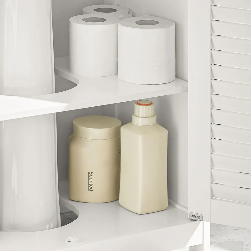 SoBuy FRG237-II-W Armario para Debajo del Lavabo 2 Estante y 2 Puertas Blanco