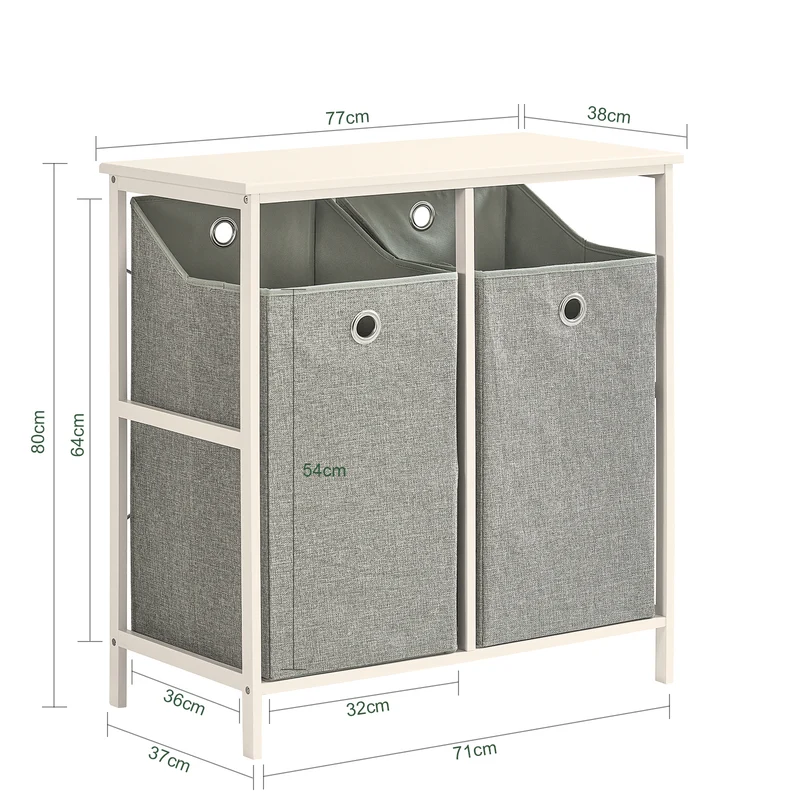 SoBuy BZR57-W Cesto para Ropa Sucia con 2 Compartimientos Gris