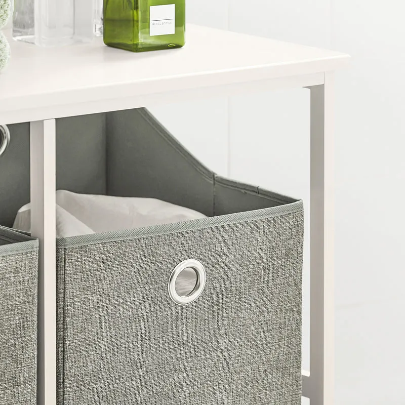 SoBuy BZR57-W Cesto para Ropa Sucia con 2 Compartimientos Gris