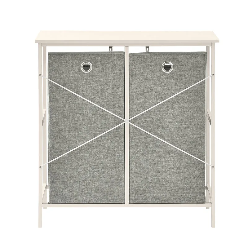 SoBuy BZR57-W Cesto para Ropa Sucia con 2 Compartimientos Gris