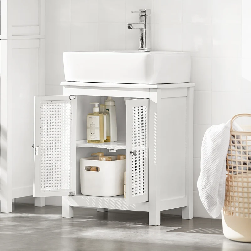 SoBuy BZR35-W Armario para debajo del Lavabo con 2 niveles y 2 puertas