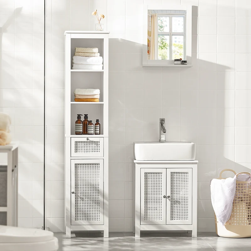 SoBuy BZR35-W Armario para debajo del Lavabo con 2 niveles y 2 puertas