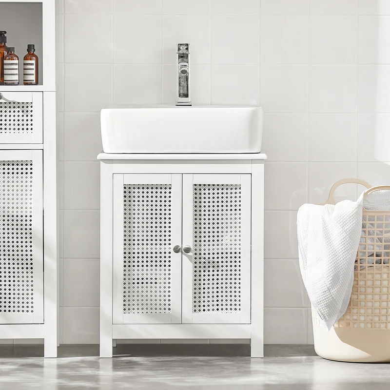 SoBuy BZR35-W Armario para debajo del Lavabo con 2 niveles y 2 puertas