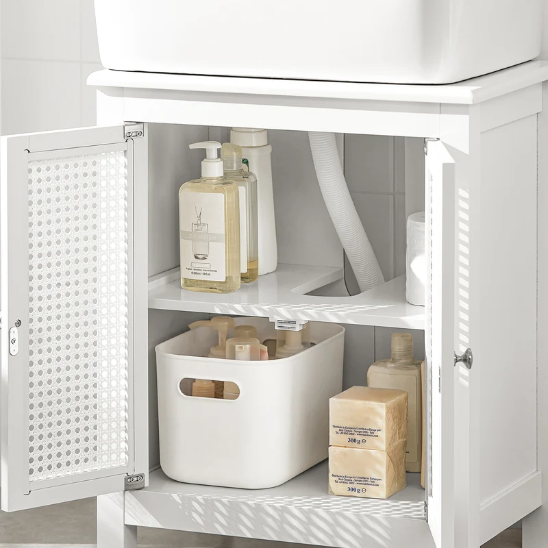 SoBuy BZR35-W Armario para debajo del Lavabo con 2 niveles y 2 puertas