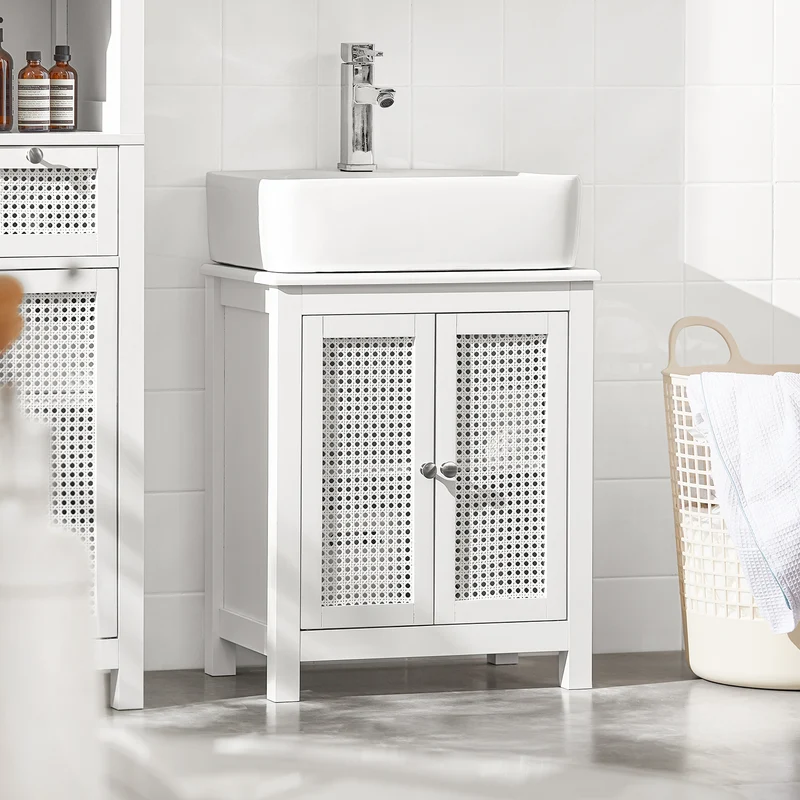 SoBuy BZR35-W Armario para debajo del Lavabo con 2 niveles y 2 puertas
