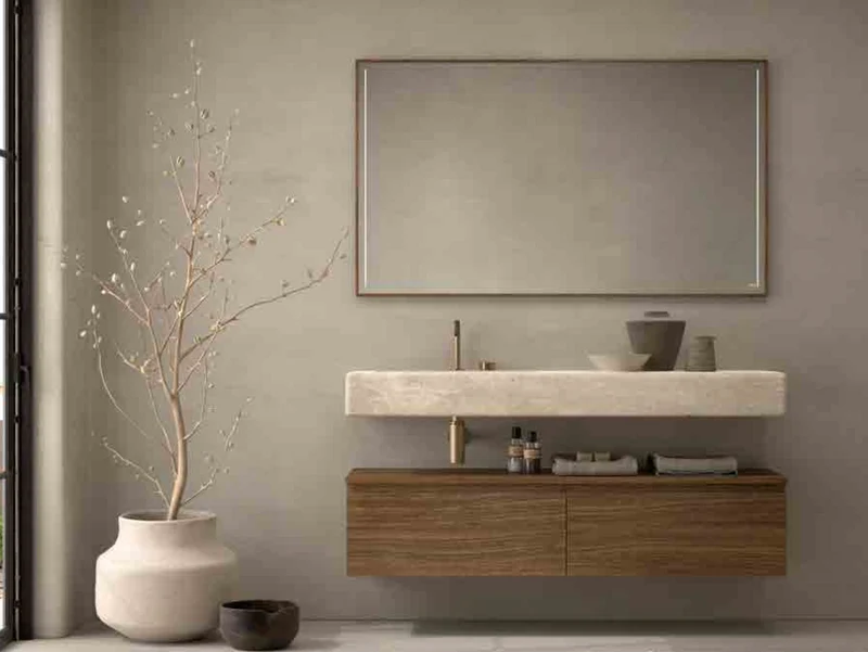 Encimera Mármol con Faldón y Lavabo Integrado Itaca - Maderó Atelier Estilo Moderno