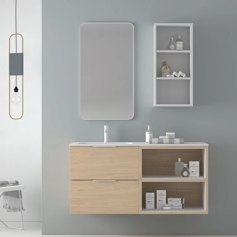 Conjunto de Baño Cotton 11 - Mueble 120cm + Lavabo + Espejo | Maderó Atelier