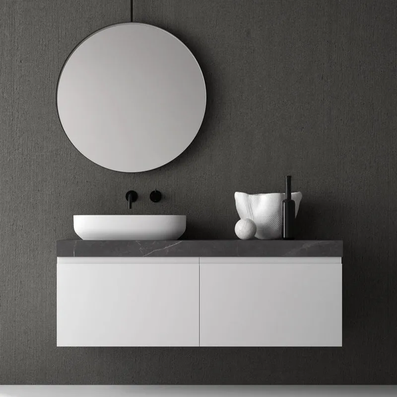 Conjunto Baño Cotton 15 - 2 Muebles + Bancada + Lavabo + Espejo - Fabricación Española | Maderó Atelier