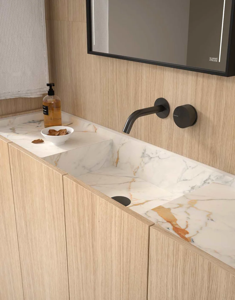 Encimera con Doble Lavabo Integrado Obi - Maderó Atelier Estilo Moderno