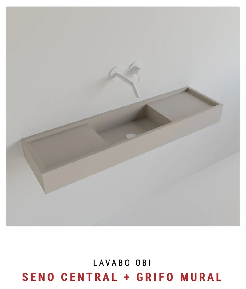 Encimera con Lavabo Integrado Obi Desagüe Central - Maderó Atelier Estilo Moderno