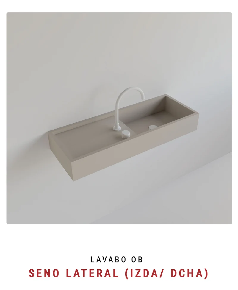 Encimera con Lavabo Integrado Obi Desagüe Lateral - Maderó Atelier Estilo Moderno
