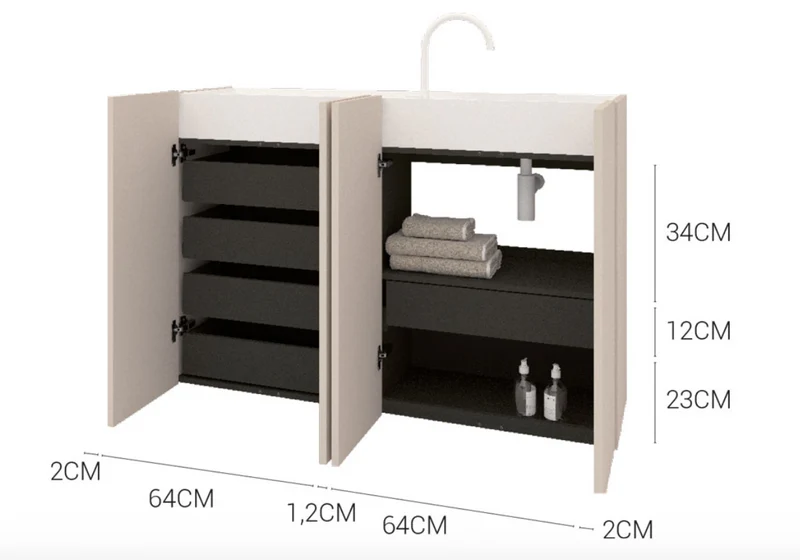 Mueble Portalavabo a Suelo 4 Puertas Obi Salvadesagüe Lateral- Maderó Atelier Estilo Moderno