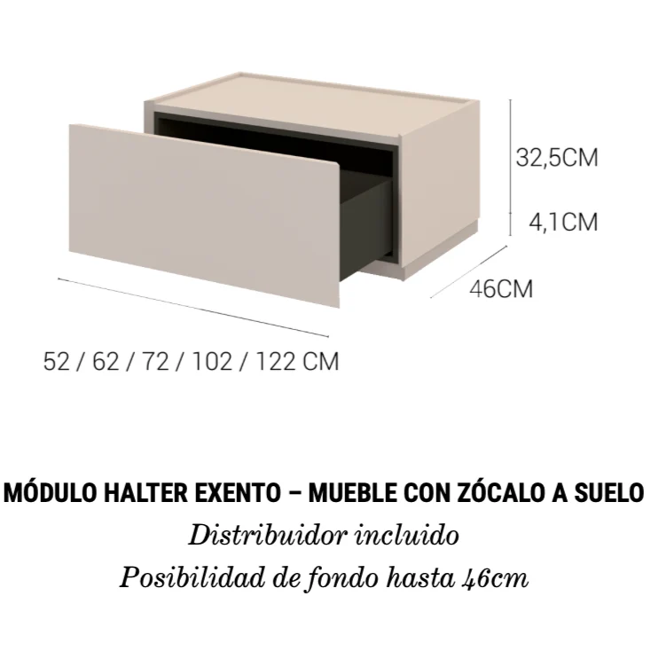 Mueble Halter Módulo Exento - Zócalo Suelo 1 Cajón - Maderó Atelier