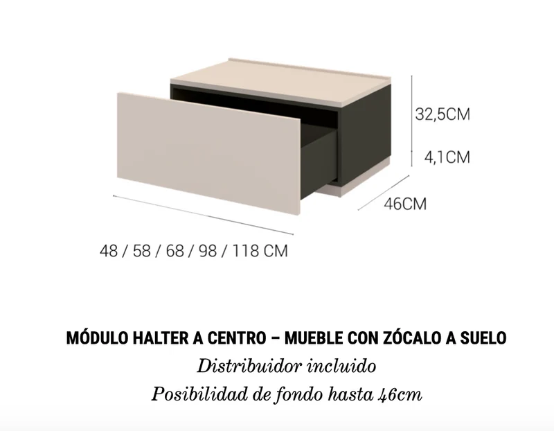 Mueble Halter Módulo Centro - Zócalo Suelo 1 Cajón - Maderó Atelier
