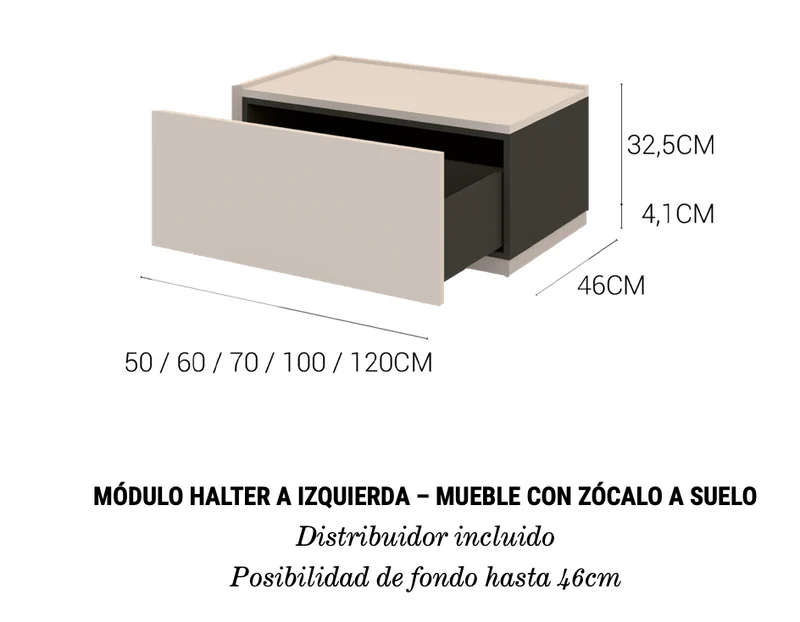 Mueble Halter Módulo Izquierda - Zócalo Suelo 1 Cajón - Maderó Atelier