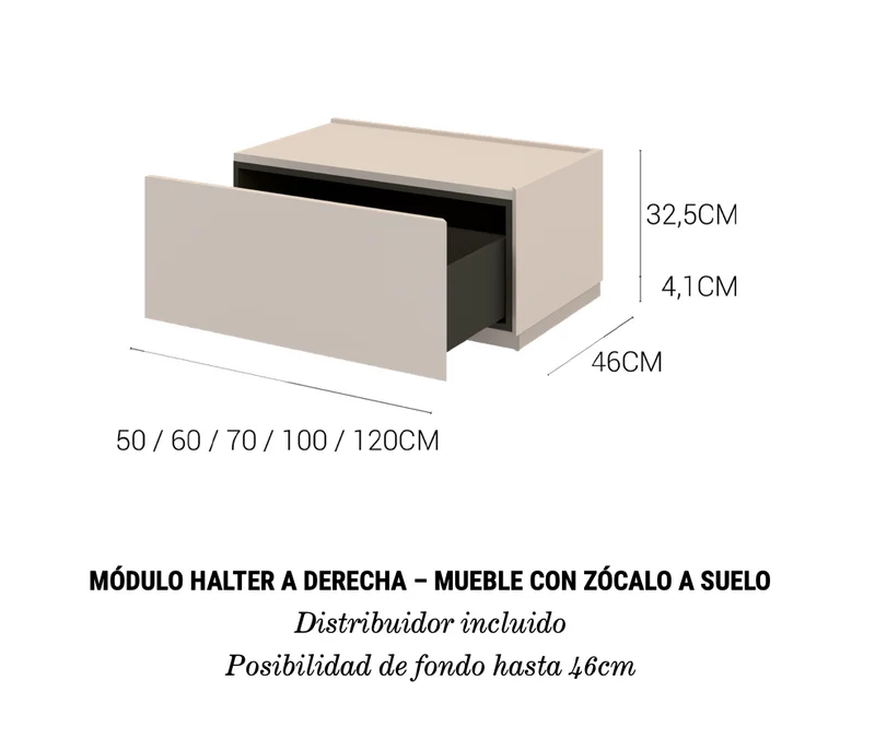 Mueble Halter Módulo Derecha - Zócalo Suelo 1 Cajón - Maderó Atelier