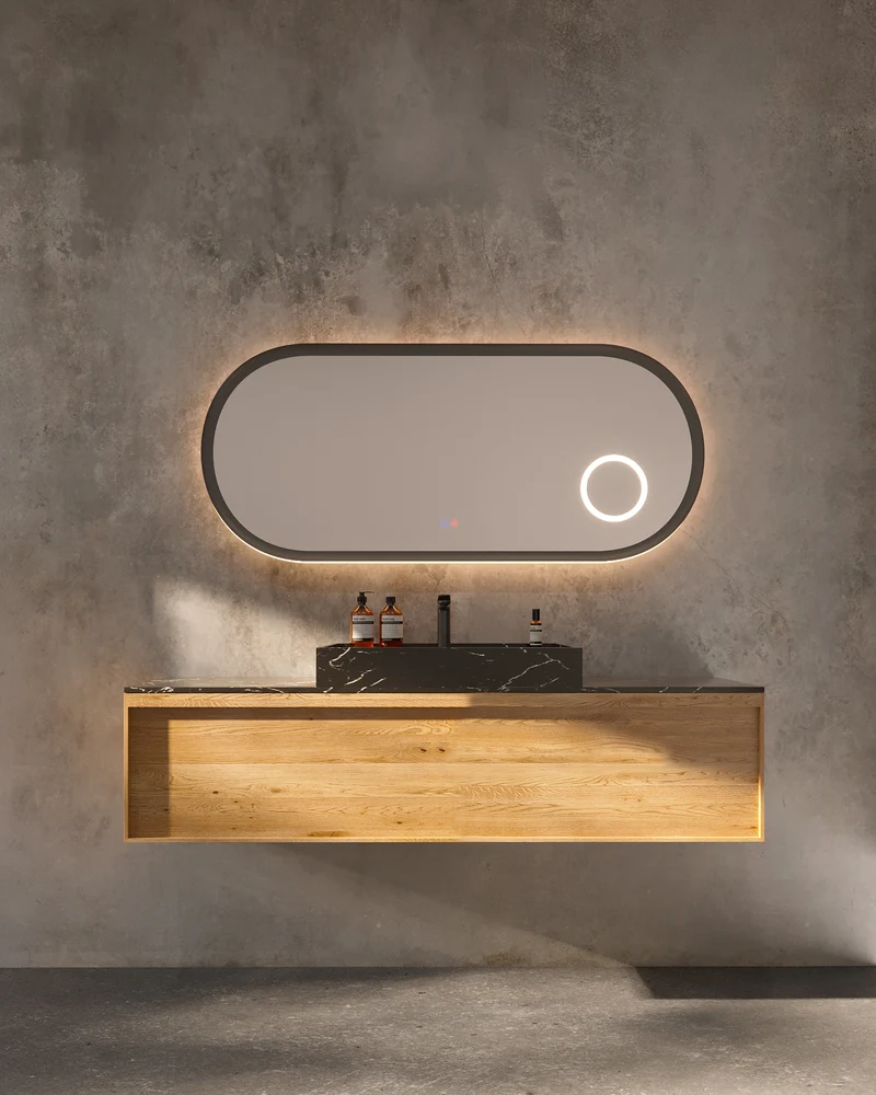 Espejo Baño Elíptico LED Retroiluminado Rimini - Ledimex | Luz Perimetral y Antivaho