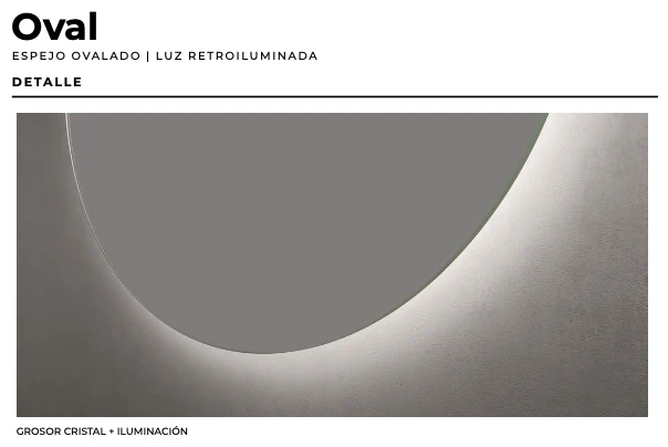 Espejo Baño Oval LED Retroiluminado - Ledimex | Luz Fría 6.500K Sin Marco
