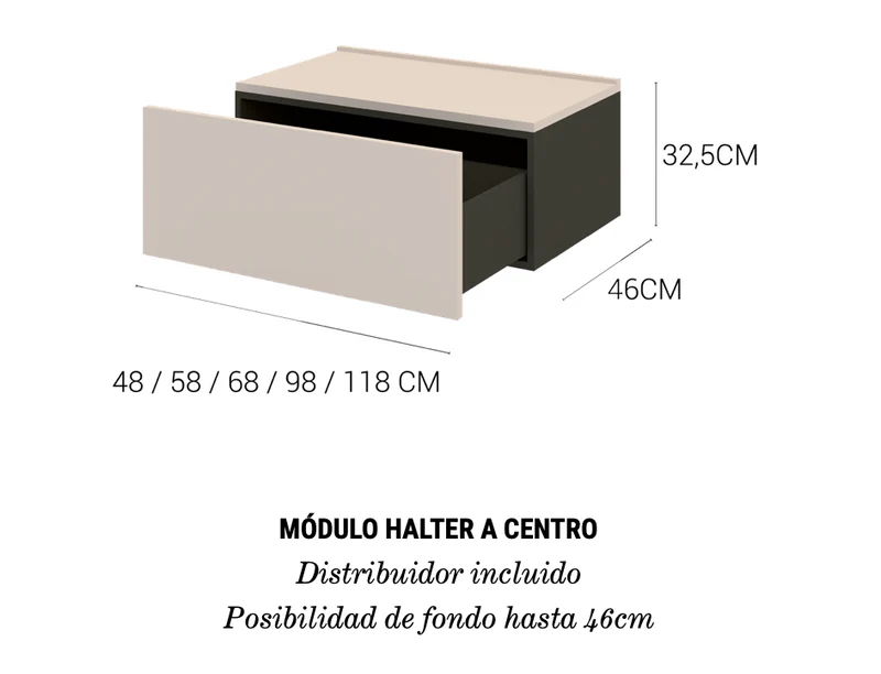 Mueble Halter Módulo Centro - Suspendido 1 Cajón - Maderó Atelier