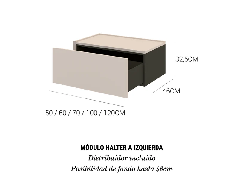 Mueble Halter Módulo Izquierda - Suspendido 1 Cajón - Maderó Atelier