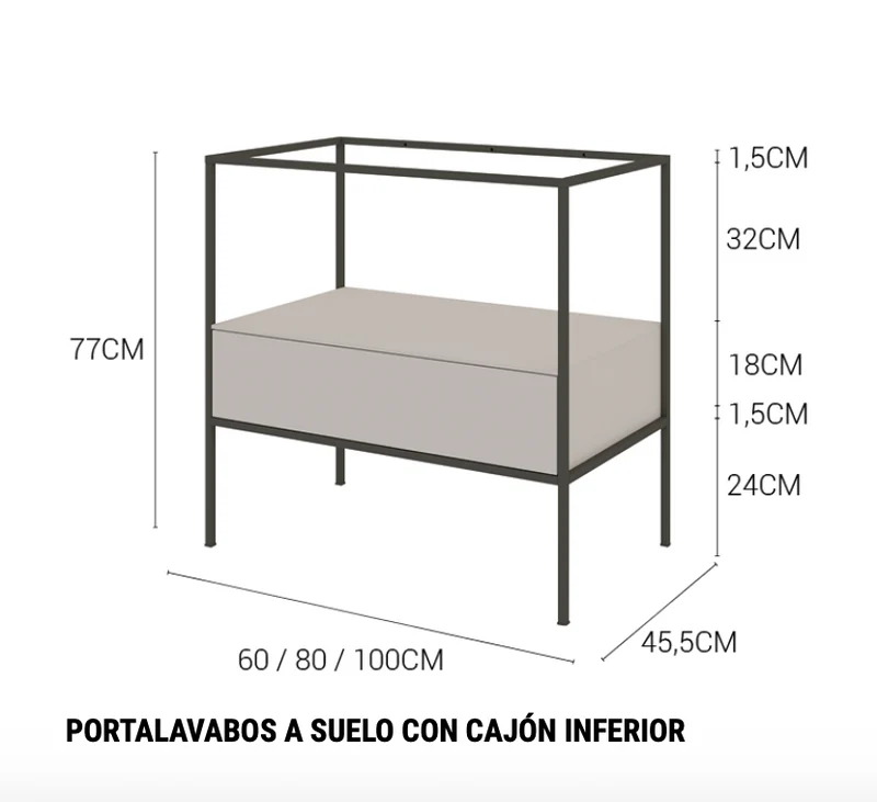 Mueble Tribeca 60-80-100cm Cajón Inferior - Estilo Industrial - Maderó Atelier