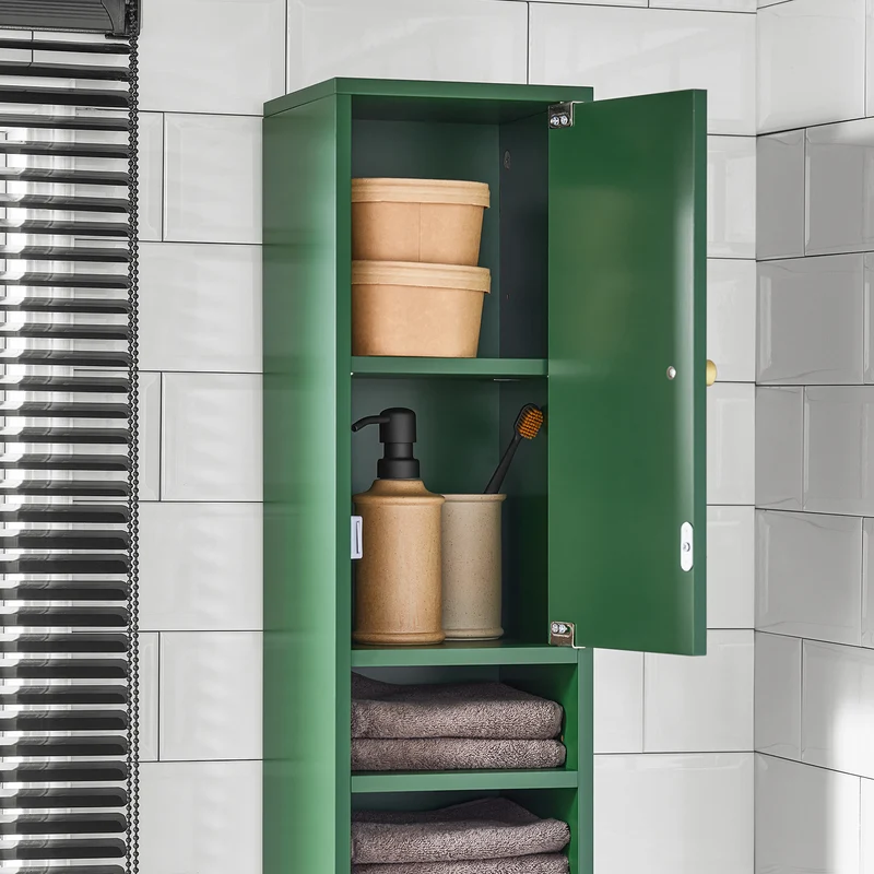 SoBuy BZR34-II-SY Mueble Columna de Baño con 5 Estantes Verde