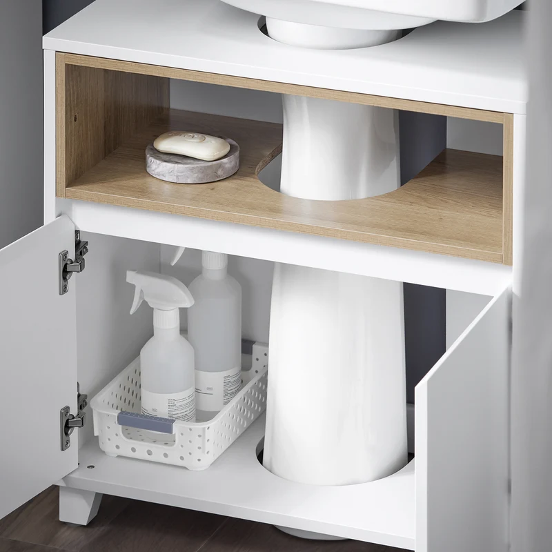 SoBuy BZR148-W Mueble para Debajo del Lavabo con 2 Puertas y 1 Estante