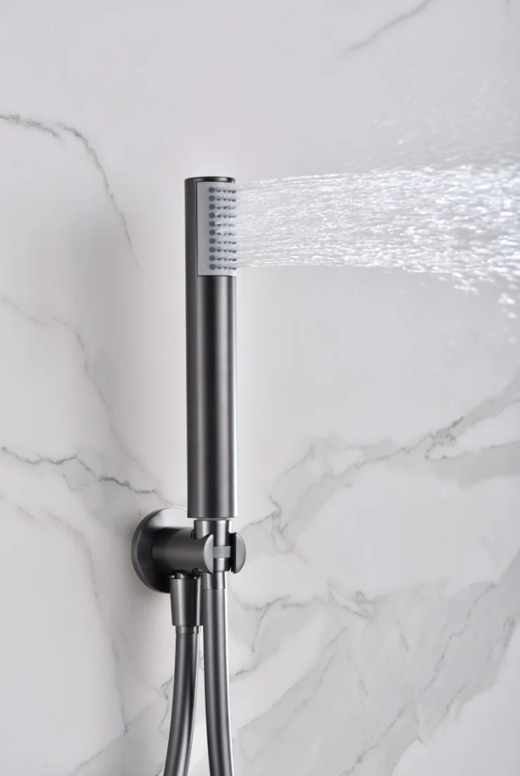 Conjunto Ducha Empotrado Termostático Monza Black Gun Metal - Imex | Control Preciso